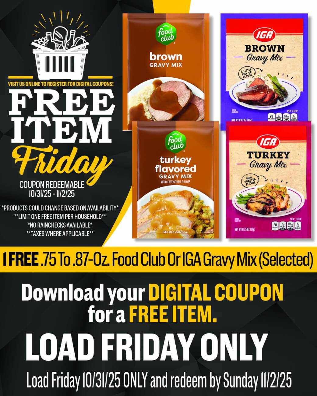 103125 IGA FC Gravy Free Friday email ADs FB