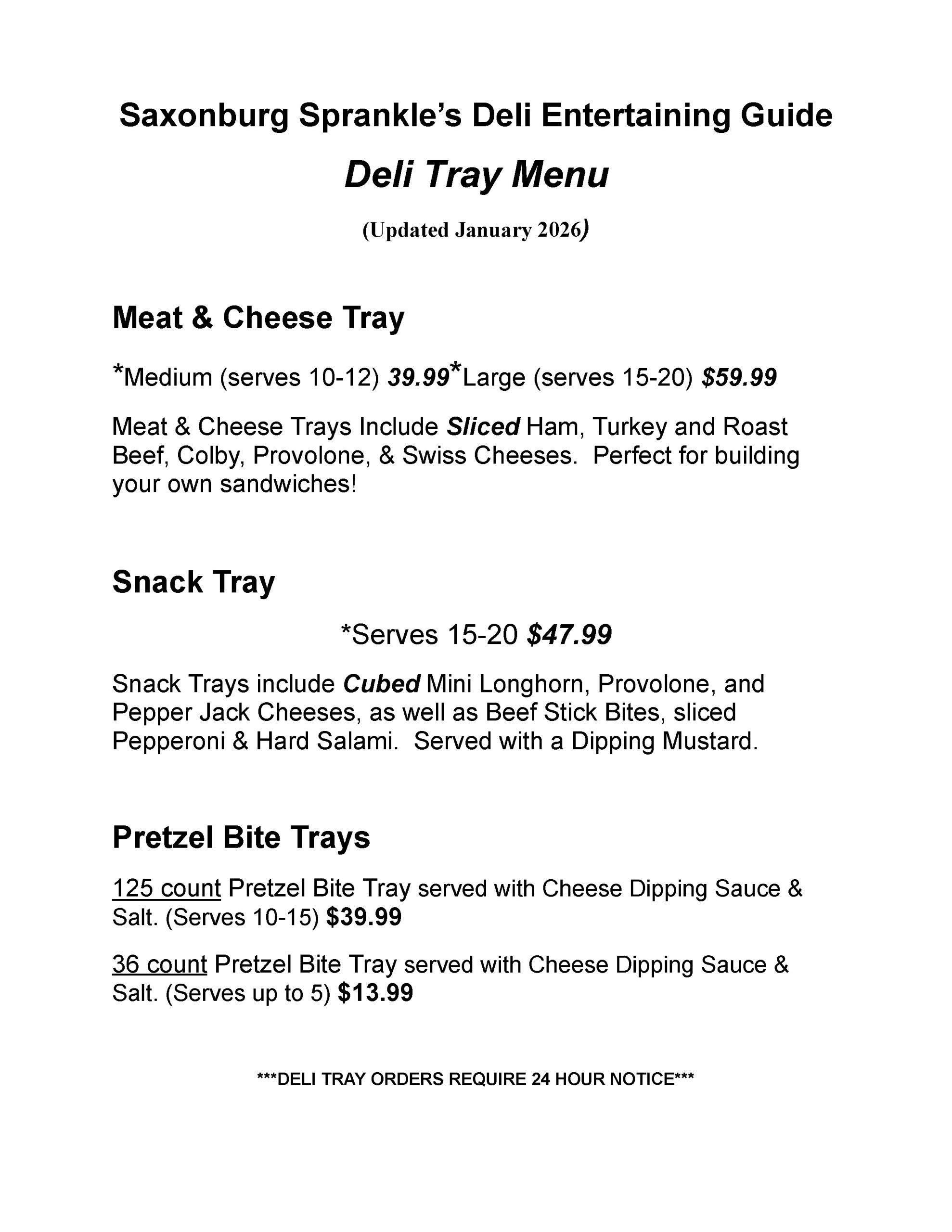 2026 Saxonburg Sprankle’s Deli Entertaining Guide Page 1